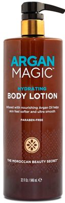 Argan Magic Hydrating Body Lotion with Argan Oil &amp; Shea Butter for Dry Skin - Nourishes Skin, Restores Moisture, Smooths &amp; Softens | Non-Greasy Formula | Paraben Free (32 oz)