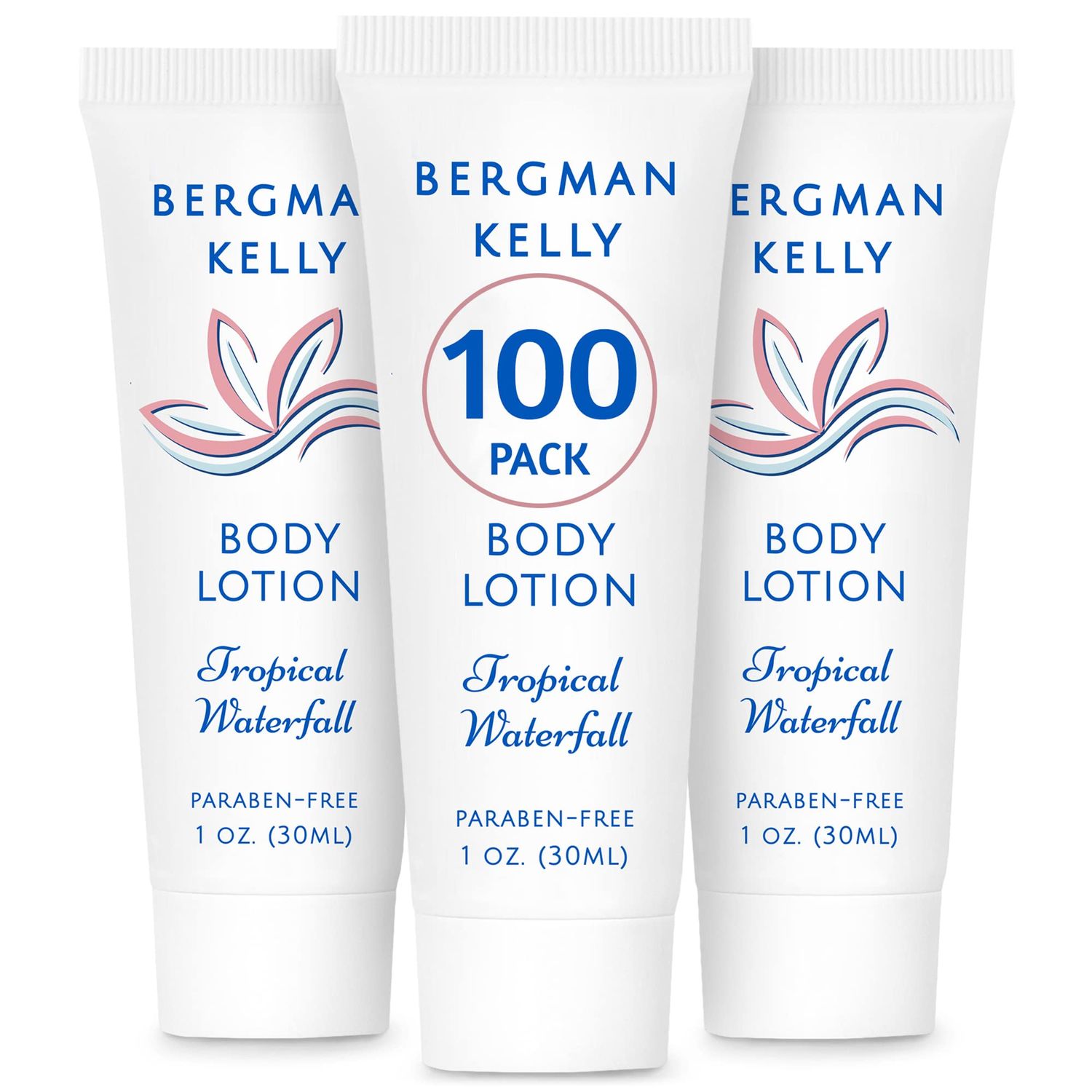 BERGMAN KELLY - Travel Size Lotion - 1 fl oz, 100 PK, Tropical Waterfall - Delight Your Guests w/Invigorating &amp; Refreshing Body Lotion - Quality Mini &amp; Small Size Guest Hotel Toiletries in Bulk