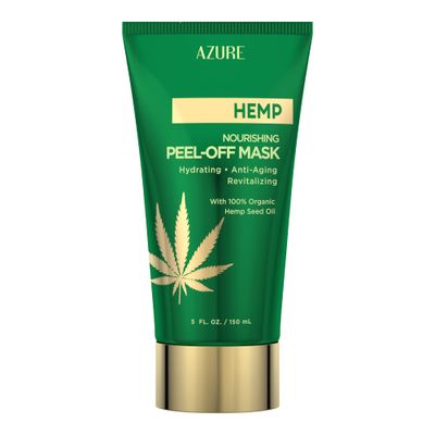 AZURE Hemp Nourishing Peel Off Facial Mask- Anti Aging &amp; Hydrating Face Masks - Removes Blackheads, Dirt &amp; Oils - With Hemp Oil and Hyaluronic Acid - Skin Care - 150mL / 5 fl.oz.