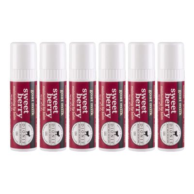 Dionis - Goat Milk Skincare Scented Lip Balm, Set of 6 (0.28 oz), Moisturize Dry and Chapped Lips, Cruelty-free and Paraben-free (Sweet Berry)