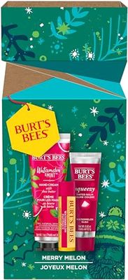 Burt&#39;s Bees Lip Balm, Squeezy Tinted Balm and Hand Cream Gift Set, Merry Melon, Ready to Give Holiday Gift, 1 Gift Set