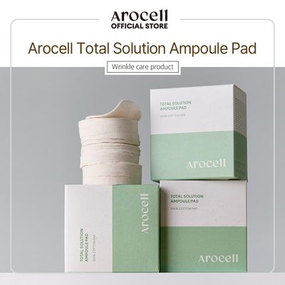 AROCELL Total Solution Ampoule Pad 100% Cotton 28 Sheets for Elasticity Moisturizing Exfoliation Skin Barrier Wrinkle Care Treatment with Hyaluronic Acid 10 Seed Oil Korean Skincare
