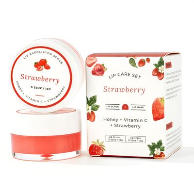 Benatu Lip Sleeping Mask &amp; Sugar Exfoliator Scrub Set, Hydrating Overnight Plumper &amp; Moisturizer Care Gift for Women with Silicone Applicators for Cracked &amp; Dry Lips (Strawberry)
