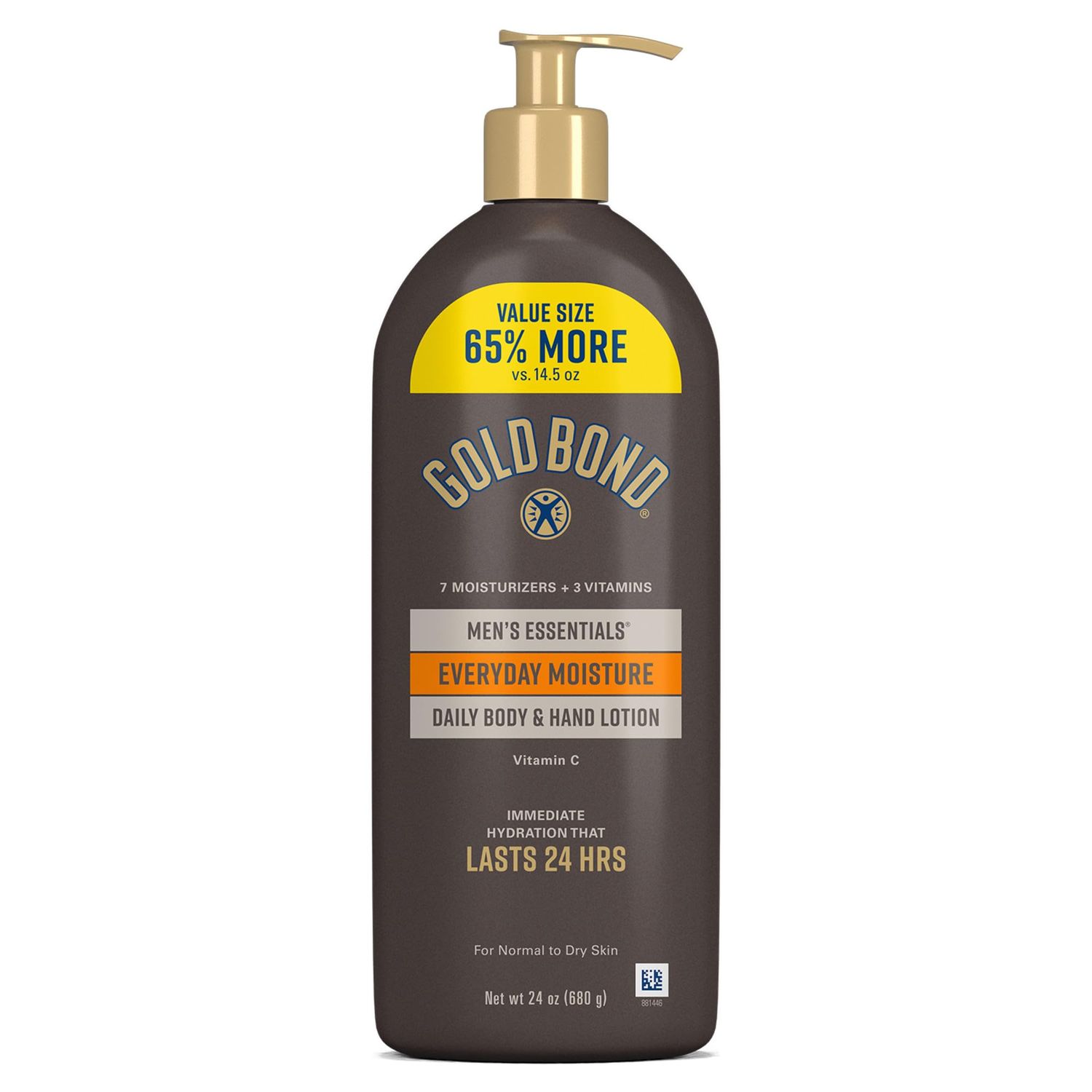GOLD BOND Men&#39;s Essentials Everyday Moisture Daily Body &amp; Hand Lotion with Vitamin C, Formulated for Men&#39;s Dry Skin, Value Size, 24 oz.