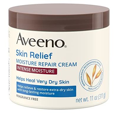 Aveeno Skin Relief Intense Moisture Repair Body Cream with Triple Oat &amp; Shea Butter Formula, Helps Relieve &amp; Restore Extra-Dry Skin with Long-Lasting Moisture, Fragrance-Free, 11 oz