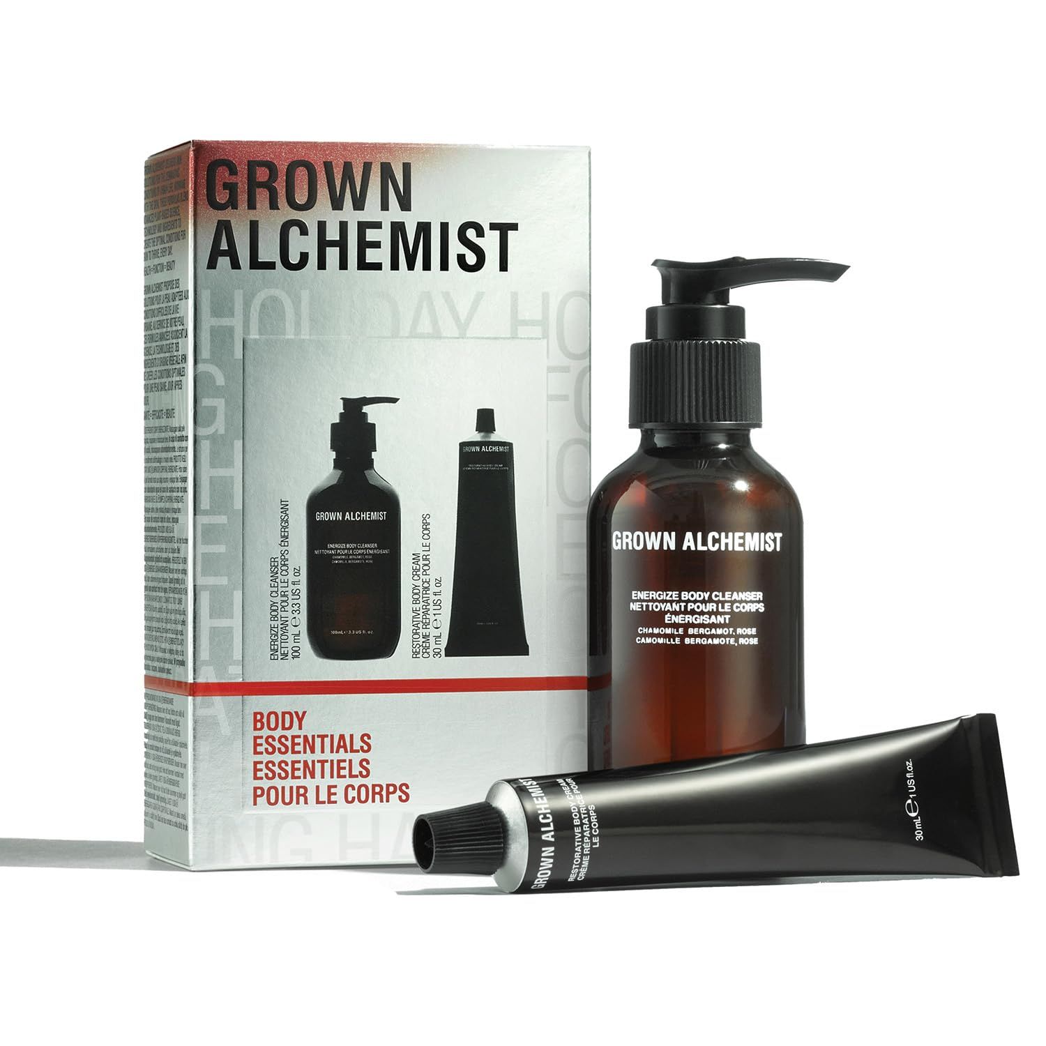 Grown Alchemist Body Esssentials, Limited Edition Value Pack: Energize Body Wash 100 mL &amp; Restorative Body Cream 30 mL