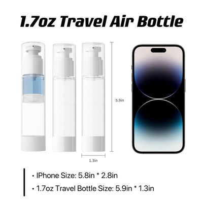 1.7oz/50ml Travel Bottle, TSA Approved Travel Containers,Travel Toiletry Bottles, Mini Makeup Bottle,Reusable Transparent Sealed Skin Care Products Travel Airless Pump Bottle1.7oz/50ml-(Pack of 4)