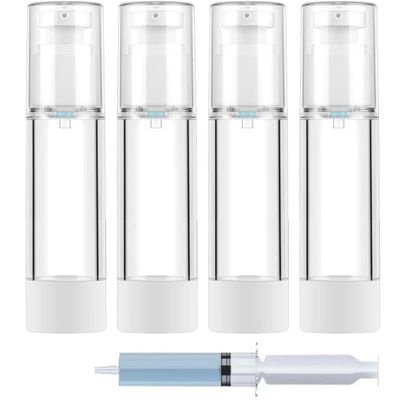 1.7oz/50ml Travel Bottle, TSA Approved Travel Containers,Travel Toiletry Bottles, Mini Makeup Bottle,Reusable Transparent Sealed Skin Care Products Travel Airless Pump Bottle1.7oz/50ml-(Pack of 4)