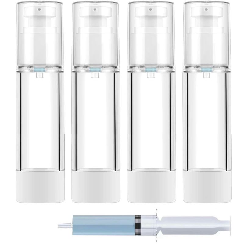 1.7oz/50ml Travel Bottle, TSA Approved Travel Containers,Travel Toiletry Bottles, Mini Makeup Bottle,Reusable Transparent Sealed Skin Care Products Travel Airless Pump Bottle1.7oz/50ml-(Pack of 4)