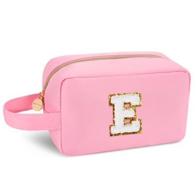 Aveniee Graduation Party Favors,Personalized Gifts for Women,Monogram Initial Travel Makeup Bag,Cosmetic Case,Skincare Bag Set for Girls,Christmas Birthday Gifts-Pink E