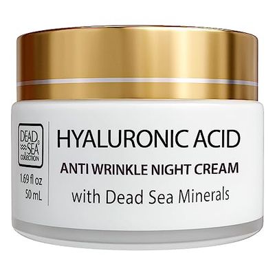 Dead Sea Collection Anti-Wrinkle Night Cream for Face with Hyaluronic Acid and Sea Minerals - Nourishing and Moisturizer Face Cream (1.69 fl.oz)