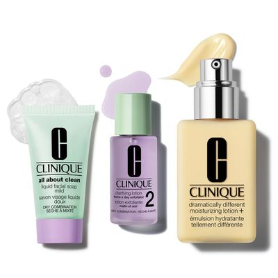 Clinique Great Skin, Great Deal Set For Dry Combination Skin Type II | Dramatically Different Lotion, All About Clean Mild Liquid Soap + Clarifying Lotion