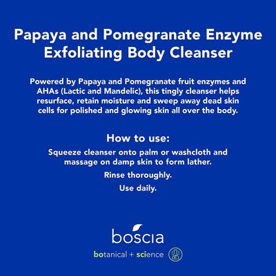 boscia Papaya &amp; Pomegranate Enzyme Exfoliating Body Cleanser - Vegan, Cruelty-Free, Natural &amp; Clean Skin Care - Body Cleanser Gel - For All Skin Types - 8.4 oz