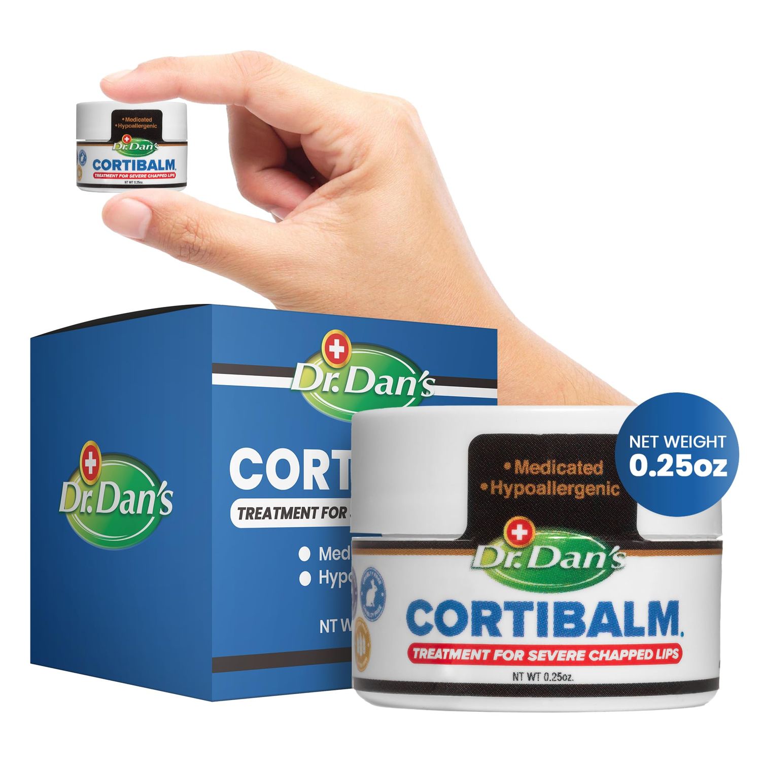 Dr. Dan&#39;s Cortibalm Jar - 1 Pack - for Dry Cracked Lips - Healing Lip Balm Jar for Severely Chapped Lips - Designed for Men, Women and Children -