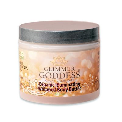 GLIMMER GODDESS Organic Whipped Body Butter - Subtle Level 1 Diamond Shimmer - Moisturizing &amp; Nourishing Skincare with Natural Ingredients - Gentle Glow &amp; Hydration for All Skin Types - 4.0 oz