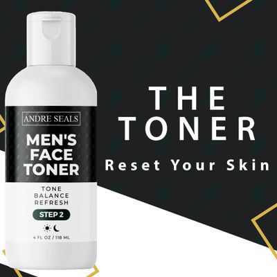 Andre Seals Balancing Face Toner for Men | Organic Witch Hazel, Green Tea &amp; Hyaluronic Acid | Face Tightener, Hydrating Toner &amp; Smoothing | Men's Face Toner &amp; Men Skin Care - 4 oz