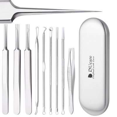 DUcare Blackhead Remover Tool, Pimple Popper Tool Kit, Blackhead Extractor Tool for Face, Extractor Tool for Comedone Zit Acne Whitehead Blemish, Stainless Steel Extraction Tools