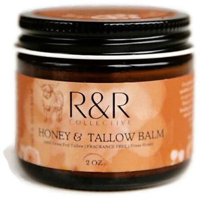 Handmade Honey &amp; Tallow Balm- 100% Grass Fed Beef Tallow for Skin Care- 100% Natural Whipped Tallow Balm- Sensitive &amp; Dry Skin, Eczema, Psoriasis- 2 FL. oz