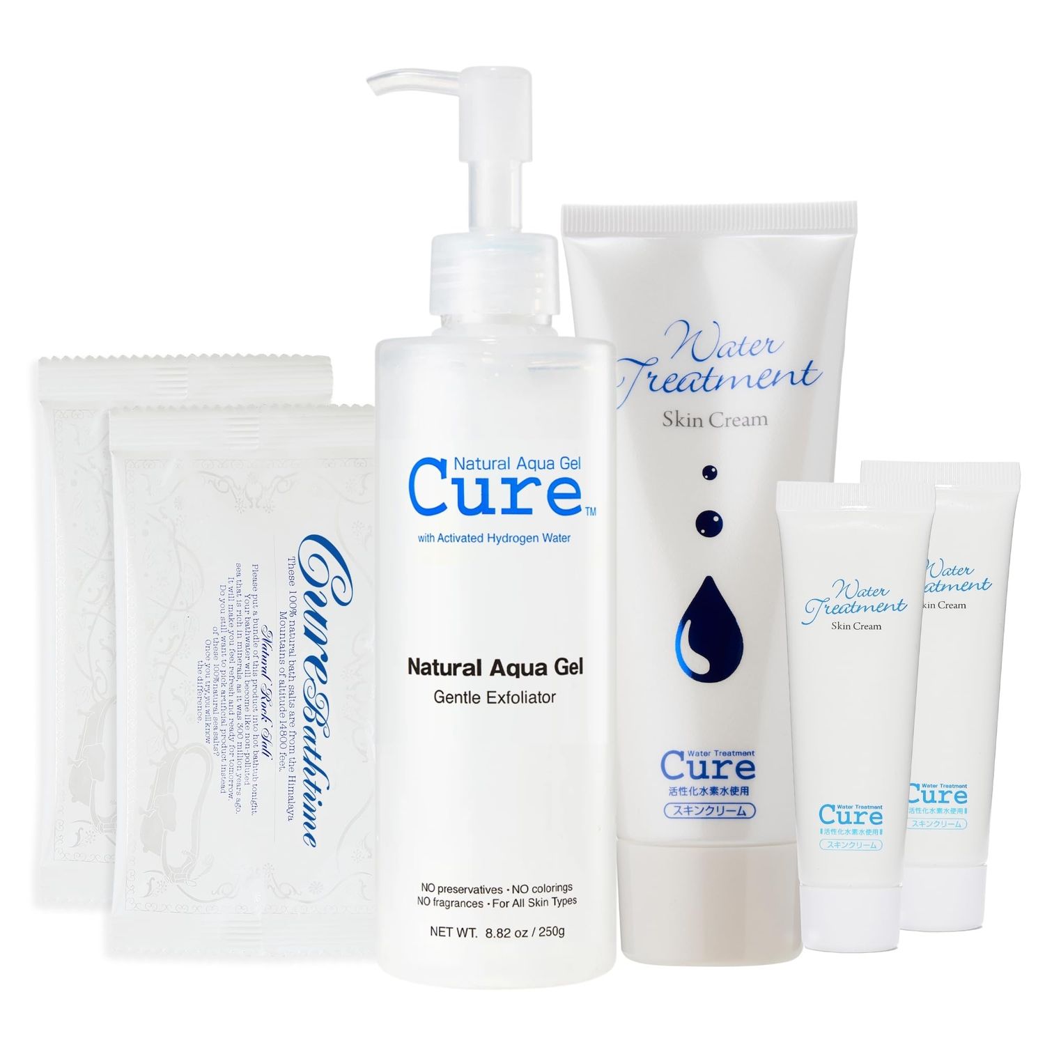 Cure by Toyo | The Beauty 3-Step Skincare Kit | Gentle Exfoliating Gel, Himalayan Salts &amp; Moisturizing Cream | All Skin Types | Anti-Aging