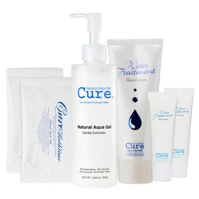 Cure by Toyo | The Beauty 3-Step Skincare Kit | Gentle Exfoliating Gel, Himalayan Salts &amp; Moisturizing Cream | All Skin Types | Anti-Aging
