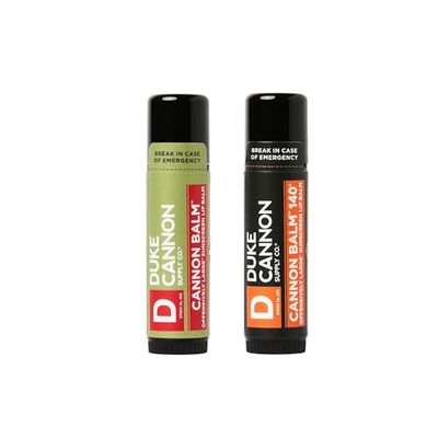 Duke Cannon Cannon Lip Balm 140 &amp; Tactical Lip Protectant Bundle - SPF 30 &amp; SPF 15, Blood Orange Mint &amp; Fresh Mint Flavors, 2 Pack