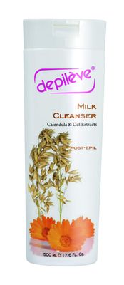 Depileve Milk Cleanser - Post Wax Emulsion, Removes Wax Residue, Moisturizes Skin After waxing, Enriched with Calendula and Oat extracts, 17 Ounce Bottle