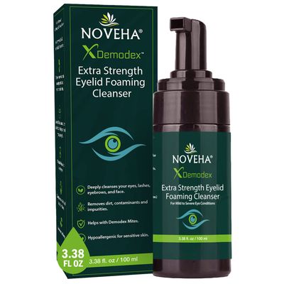 Demodex Eyelid Cleanser Foam | Extra Strength Tea Tree Oil Formula | Daily Face Wash For Eyelash, Demodex, MGD, Stye Eyes, Eye Irritations &amp; Skin Dryness, 3.38 fl oz (100ml)