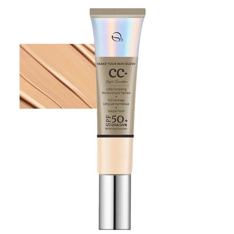 CC Cream with SPF 50, CC Cream Foundation Full Coverage, Invisible Pore, Even Skin Tone, Covering Blemishes, Hydrating CC Cream, Breathable Lightweight Long Lasting Waterproof Matte CC Cream (Natural)