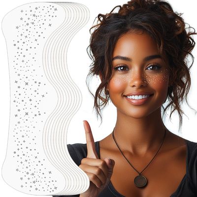 Glitter Freckles Face Tattoo, Glitter Freckles,10pcs Silver Face Glitter Makeup Speckles,Sparkle Makeup Patches