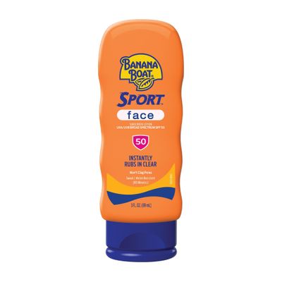 Banana Boat Sport Sunscreen for Face SPF 50, 3oz | Travel Size Sunscreen SPF 50, Banana Boat Sunblock for Dry Skin Face, Summer Essentials, Vacation Essentials, 3oz