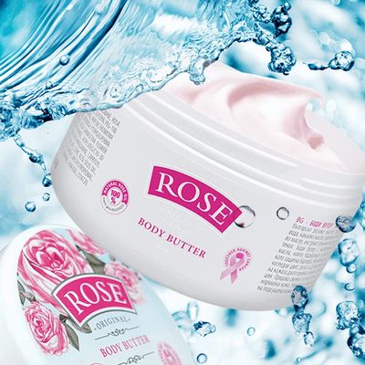 Bulgarian Rose Body Butter with Natural Rose Oil, Nourishing &amp; Moisturizing, Hydrating Skin Care, Rejuvenating Rose Body Lotion