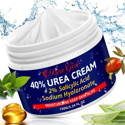 BeaGirl Urea Cream 40 Percent for Feet,Foot Cream &amp; Hand Cream Maximum Strength with 2% Salicylic Acid,Hyaluronic Acid, for Dry Cracked Heels Feet Knees Elbows Hands-5.29 Fl.oz