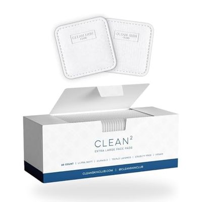 Clean Skin Club Clean Pads 2.0 [NEW &amp; IMPROVED EDGES] Guaranteed Not to Shed &amp; Tear Face Pads, Unique Triple Layers, Textured &amp; Ultra Soft Side, Organic Disposable Cotton, Pair with Makeup Remover