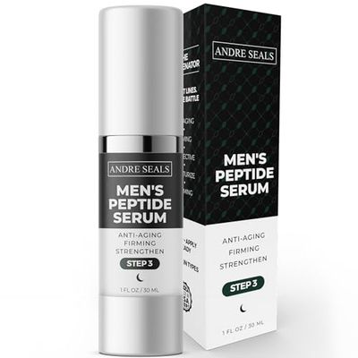 Advanced Multi-Peptide Face Serum for Men - Anti-Aging, Wrinkle Reduction &amp; Collagen Boost with Hyaluronic Acid, Green Tea &amp; Vitamin E | Powerful Formula For Skin Firmness | Peptide Serum | 1oz