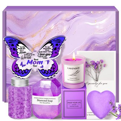 Eletorot Mothers Day Gift Basket: Relaxing Spa Gift Basket Set with Butterfly-Shaped Acrylic Keepsake, Unique Mom Gifts for Mothers Day, Birthday Thanksgiving, Christmas