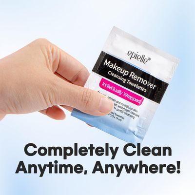Epielle Makeup Remover Cleansing Towelettes | 15 Individual Wipes | Removes Oil, Makeup &amp; Waterproof Mascara | Korean Skincare