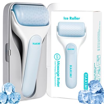 HAKIMI Skin Care Ice Roller for Face - Beauty Face Roller Massager with Portable Freezer Case, Cooling for Puffy Eyes &amp; Migraine Relief - Facial Ice Roller, Perfect Christmas Gifts for Women