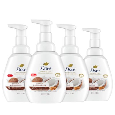 Dove Foaming Hand Wash Coconut &amp; Almond Milk Pack of 4 Protects Skin from Dryness, More Moisturizers than the Leading Ordinary Hand Soap, 10.1 oz