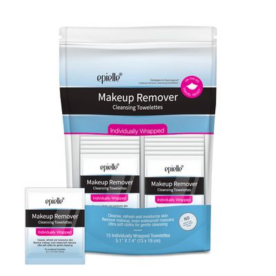 Epielle Makeup Remover Cleansing Towelettes | 15 Individual Wipes | Removes Oil, Makeup &amp; Waterproof Mascara | Korean Skincare