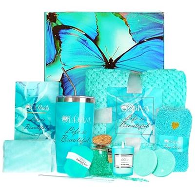 11 Pcs Gift basket for women, Spa Self Care Kit, Unique Spa Gift Box set for Women, Birthday Gifts for women, Valentines Day Gifts for Mom, Wife, Girlfriend, Sister, Her, Spa Gift Set (Blue)