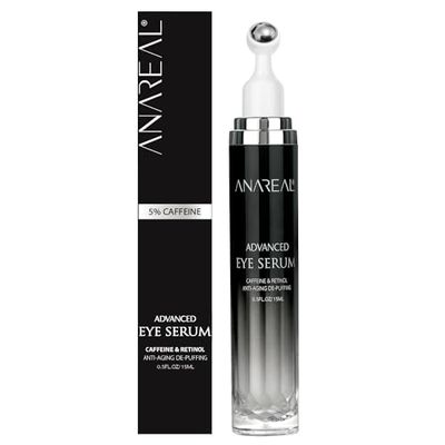 ANAREAL Eye Bags Treatment for Men: Eye Cream for Dark Circles, Caffeine Eye Cream, Eye Roller for Puffy Eyes, Puffy Eyes Treatment