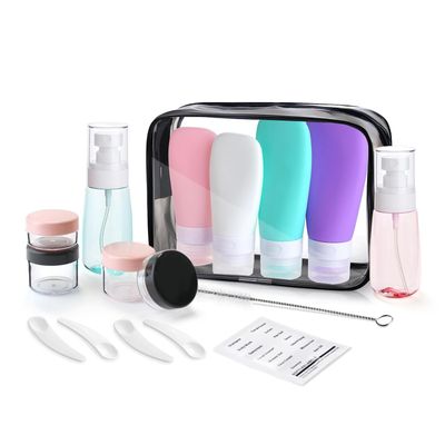 DIMONY 17 PCS Travel Bottles for Toiletries, TSA Approved Travel Containers for Toiletries, Travel Shampoo and Conditioner Bottles, Easy Squeeze Travel Size Containers for Lotions and Creams