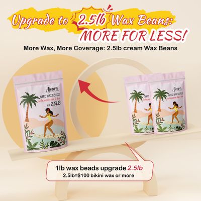 Ajoura 2.5 lb Wax Beads for Hair Removal - Premium Hard Wax for Coarse Hair, Ideal for Brazilian Bikini, Legs, Face, Underarms, Arms, Chest, Back - Sensitive Skin for Efficient Home &amp; Salon Waxing