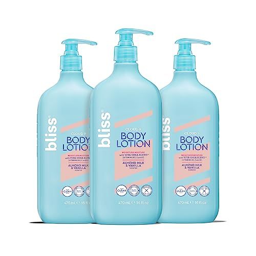 Bliss Cloud 9 Body Lotion for Dry Skin - Almond Milk &amp; Vanilla Scent - Formulated with Vitamins B3, C and E and Shea butter - Deeply Hydrating for Supremely Soft Skin-16 floz. (Pack of 3)