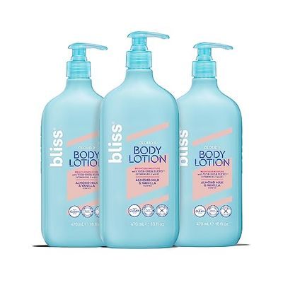 Bliss Cloud 9 Body Lotion for Dry Skin - Almond Milk &amp; Vanilla Scent - Formulated with Vitamins B3, C and E and Shea butter - Deeply Hydrating for Supremely Soft Skin-16 floz. (Pack of 3)