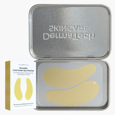 DermaTech Skincare Reusable Under Eye Patches Eco-Friendly Wrinkle Patches with Tin Case | 100% Silicone Reusable Facial Patches | For Puffy Eyes, Dark Circles, Reducing Wrinkles