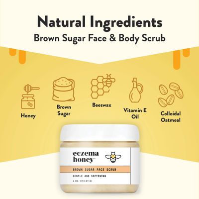 ECZEMA HONEY Brown Sugar Face & Body Scrub - Bath Scrub for Dry Skin - Natural & Gentle Face Scrub Soothes Eczema - Body Care Products for Women & Men - Sensitive Skin Exfoliating Body Scrub (6 Oz)
