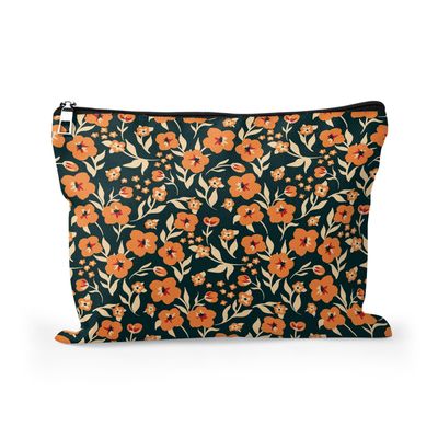 Cafl Yellow Wild Flowers Makeup Bag Travel Large Romantic Botanical Cosmetic Bag Organizer toiletry Essentials Jewelry Skincare Zipper Bag For Women -108 inch