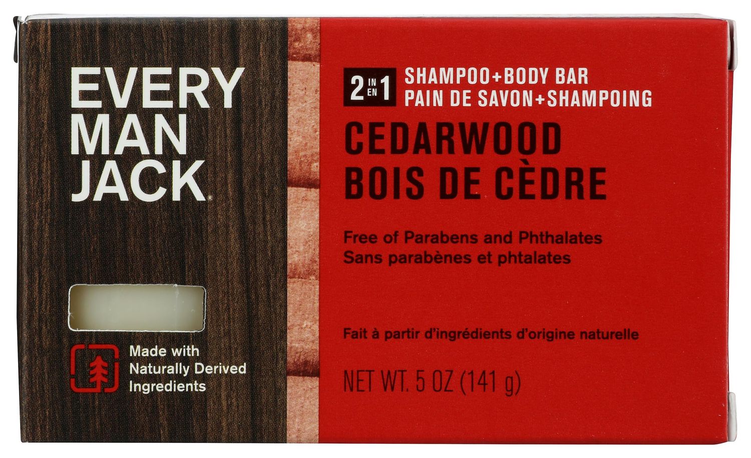 EVERY MAN JACK Cedarwood 2 in 1 Shampoo and Body Bar, 5 OZ