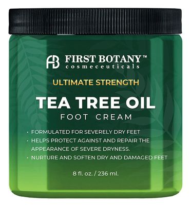 First Botany, Athletes Foot Cream with Tea Tree Oil, Aloe &amp; Spearmint - Hydrates, Softens &amp; Conditions Dry Cracked Feet, Heel and Calluses- Helps Soothe Irritated Skin - 8 oz